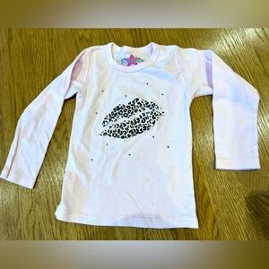 Hannah Sky Light Pink Leopard Kiss Girls Shirt with Stones 3T GREAT CONDITION